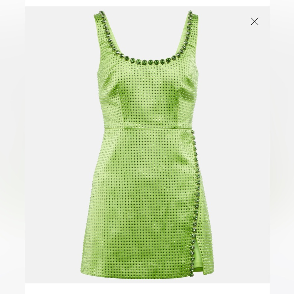 Self Portrait embellished satin mini dress